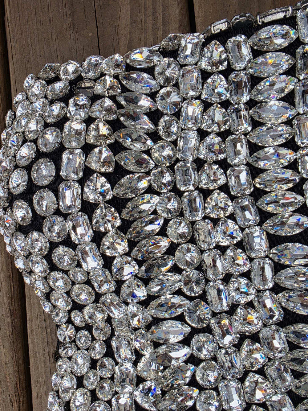 AKIRA Black One-Piece Bodysuit Rhinestones Diamomd Embellished. Medium - Picture 6 of 6